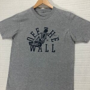 Vans Off The Wall Skeleton Skateboard Graphic T-Shirt Gray Casual‎ Size Small